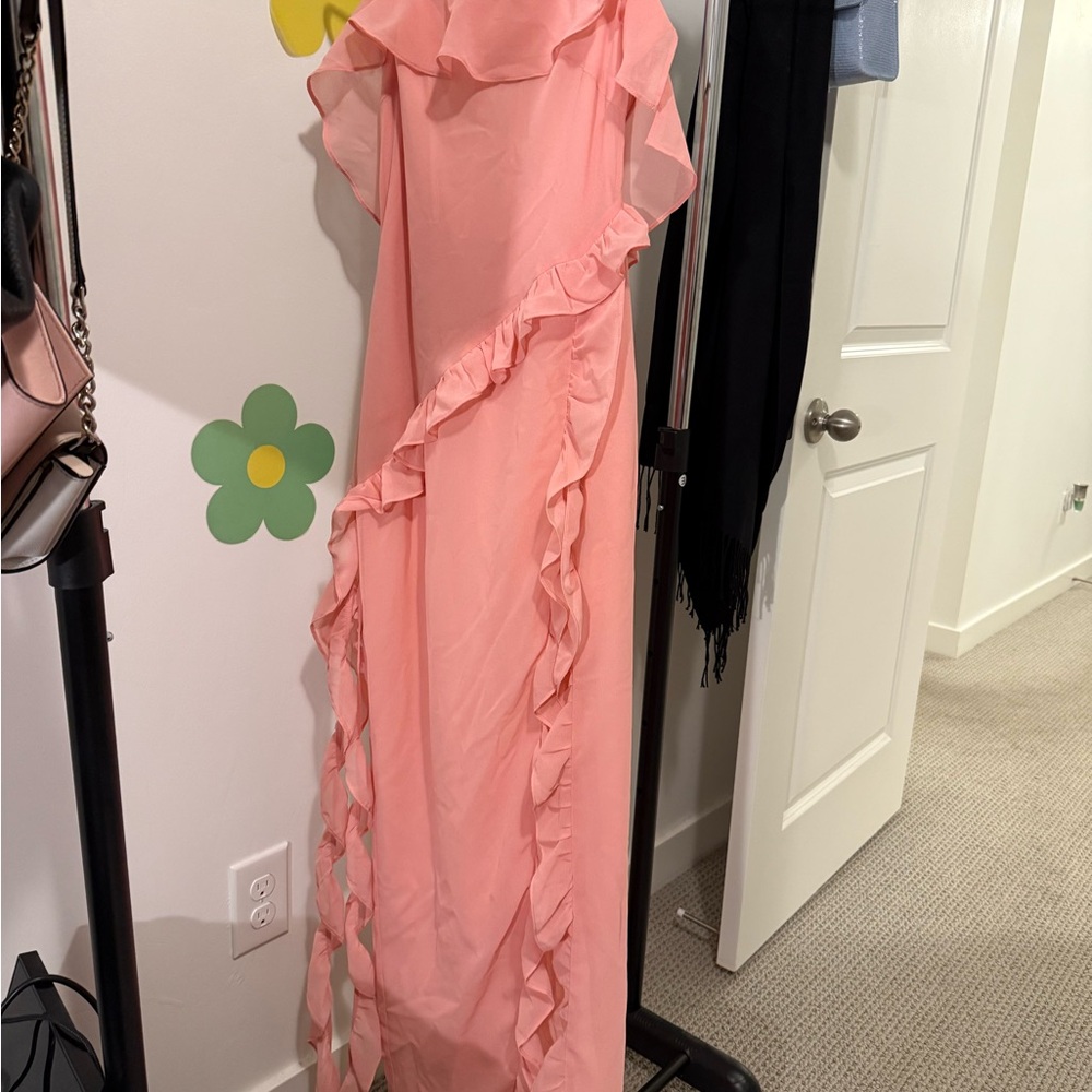 Elegant Pink Ruffle Dress